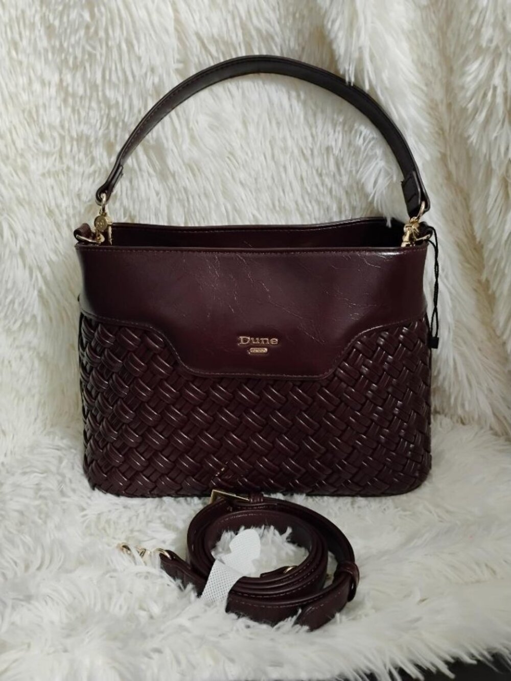 Dune London Dinidelphine Medium Woven Grab Bag - Burgundy NWT